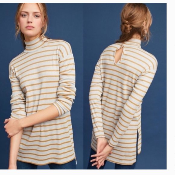 Anthropologie Tops - anthropologie striped tunic top shimmer detail